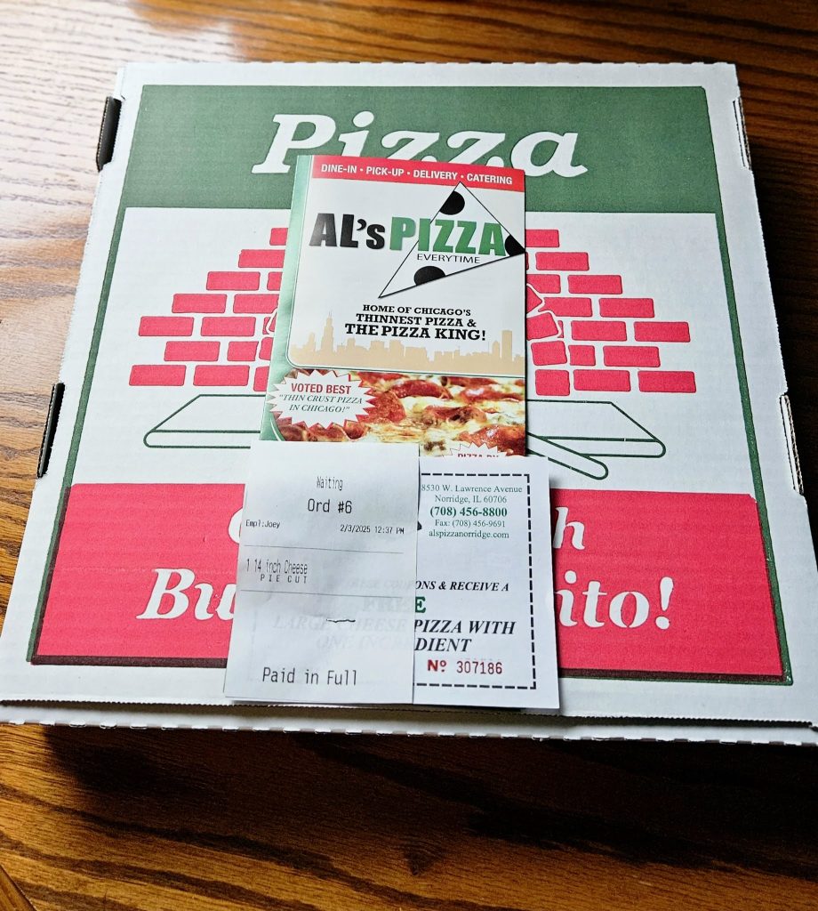 A customer's photo of Al's Pizza.