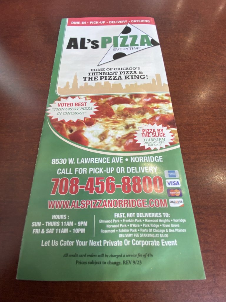 A customer's photo of Al's Pizza.